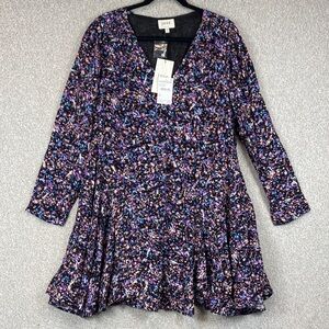 Joie colorful mini/midi dress 1X purple confetti print boho whimsigoth cottage